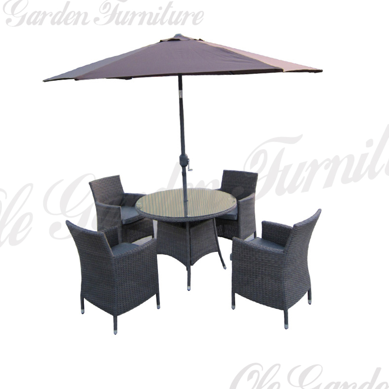 YL-102 6件套小型圆形户外餐具,带钢制花园伞